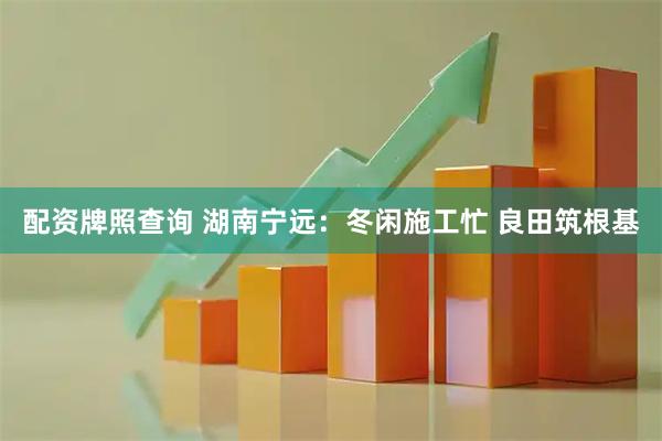 配资牌照查询 湖南宁远：冬闲施工忙 良田筑根基